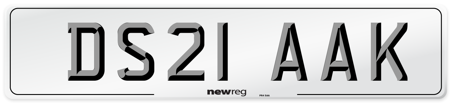 DS21 AAK Number Plate from New Reg